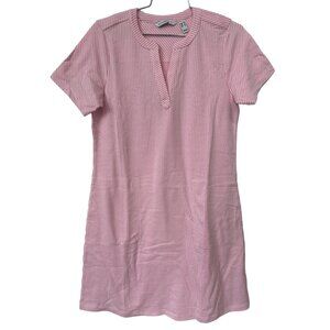 Isaac Mizrahi Live Pink White Textured Tshirt Dress Short Sleeve Womens Size XS